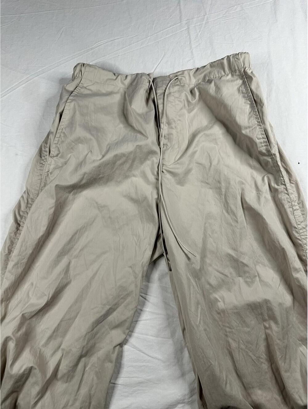 🤍 ZARA Women's S Beige Wide-Leg Pants Elastic Waist Drawstring Pockets 🤍 - Picture 4 of 13